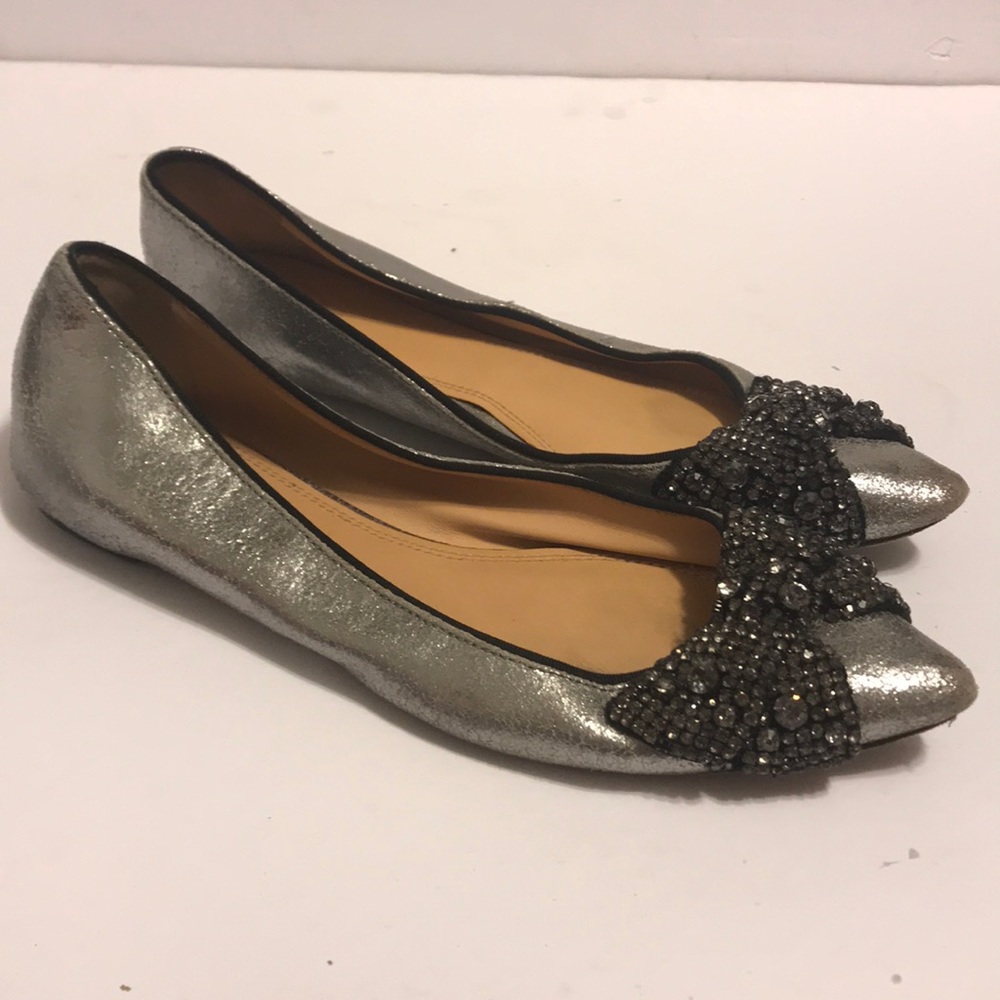 Tory Burch metallic silver bow